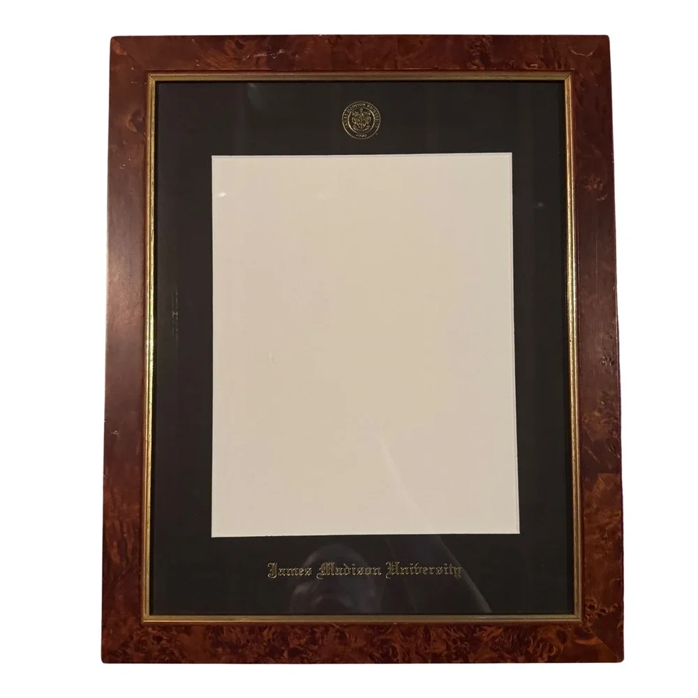 James Madison University JMU 8x10 Diploma Frame Burl Wood 13x16